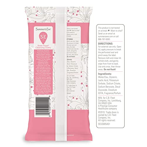 Summer's Eve Sheer Floral Daily Refreshing Feminine Wipes, Removes Odor, pH balanced Summer's Eve Au supplements