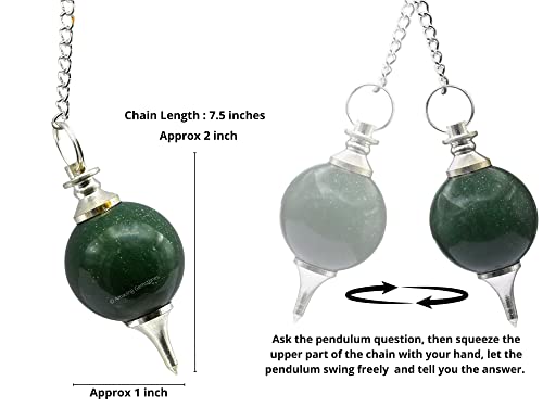 Green Aventurine Crystal Ball Pendulum for Divination - Dowsing Pendulum Necklace with Chain Amazing Gemstone Au supplements