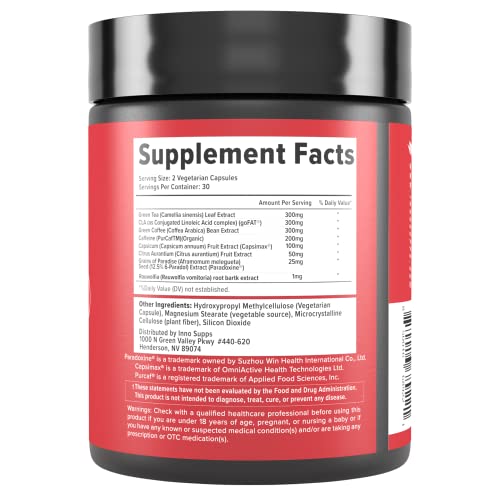 Inno Shred - Day Time Fat Burner | 100mg Capsimax, Grains of Paradise, Organic Caffeine InnoSupps Au supplements
