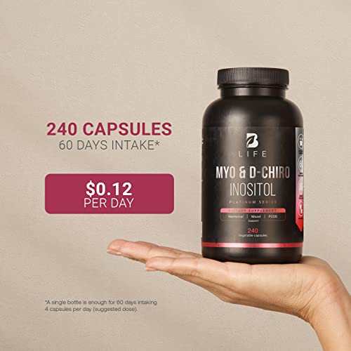 Myo-Inositol & D-Chiro Inositol by B Life - 240 Capsules | Made in USA | 40:1 Ratio B Life Company Au supplements