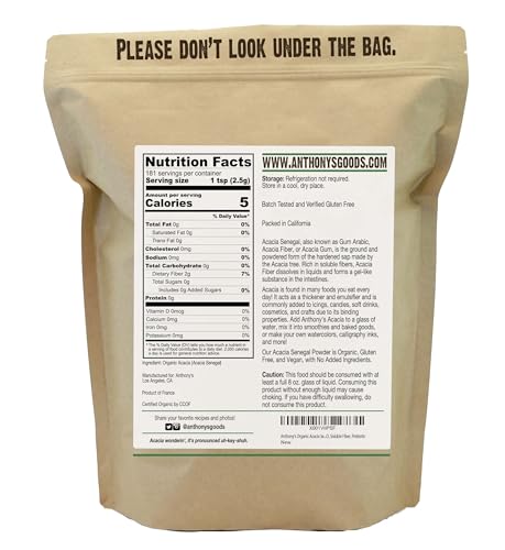 Anthony's Organic Acacia Senegal Powder, 1 lb, Batch Tested Gluten Free, Non GMO Anthony's Au supplements