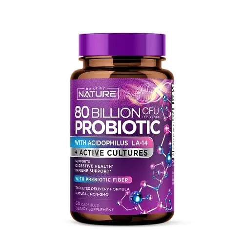 80 Billion CFU Probiotic - Daily Digestive Gut Health Supplement for Men & Women Built by NatureAU supplements