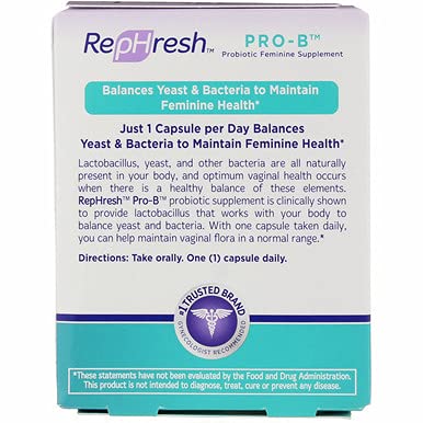 RepHresh Pro-B Vaginal Probiotic Feminine Supplement One Bottle 30 Count Rephresh Au supplements