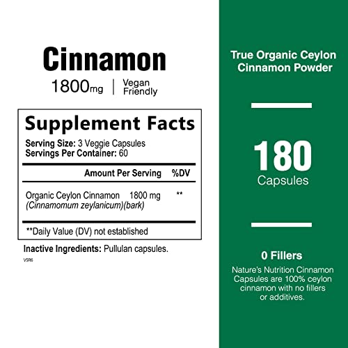 Pure Ceylon Cinnamon Capsules - Certified Organic Cinnamon Pills, Non-GMO, Dairy & Gluten Health Nutrition Naturals Au supplements