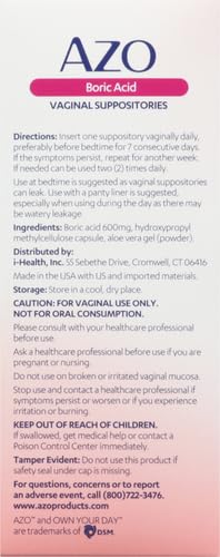 AZO Boric Acid Vaginal Suppositories, Helps Support Odor Control and Balance Vaginal PH AZO Au supplements