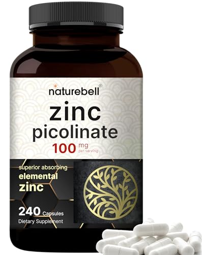 High Potency Zinc Picolinate 100mg - 240 Capsules, Bioavailable Form of Zinc NatureBell Au supplements