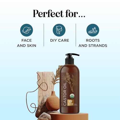 Hexane Free Organic Castor Oil - USDA Organic Castor Oil for Body Detox Hair Growth & Skin Care Maple Holistics Au supplements