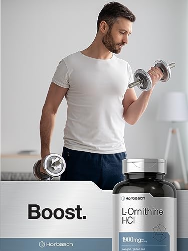 L Ornithine HCl | 1900mg | 120 Capsules | Non-GMO & Gluten Free Supplement Horbäach Au supplements