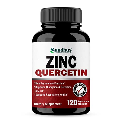 Sandhu's Zinc Quercetin 120 Vegetarian Capsules – Zinc Supplements for Antioxidant Sandhu's Au supplements