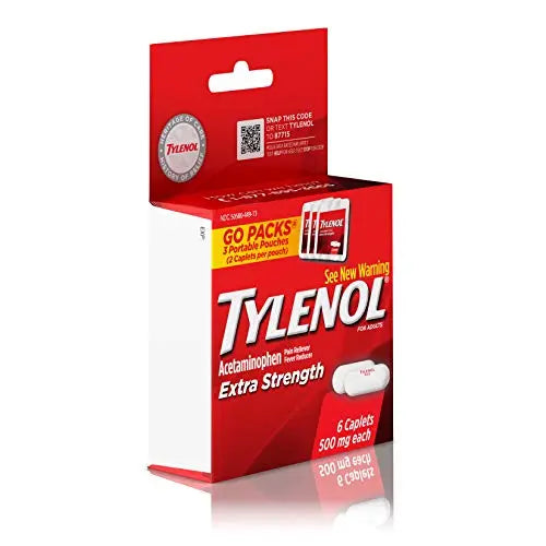 Tylenol Extra Strength 500 mg Acetaminophen Caplets, Pain Reliever & Fever Reducer, Acetaminophen for Minor Arthritis Pain, Headache, Backache & Menstrual Pain Relief, Travel Size, 6 Ct Tylenol Au supplements