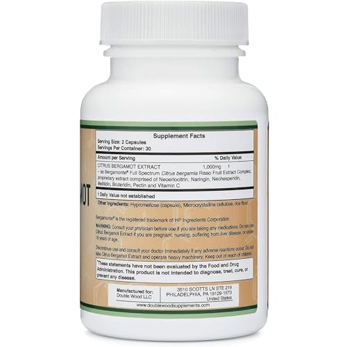 Citrus Bergamot Supplement - Only Patented, Clinically Proven Bergamot Extract - 1,000mg Double Wood Supplements Au supplements