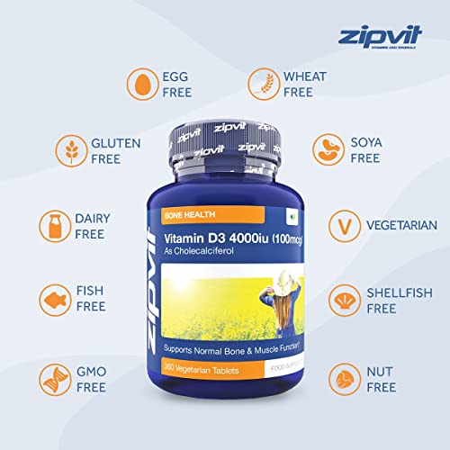 Vitamin D 4000iu 360 Micro Tablets. Vegetarian Society Approved. 12 Months Supply Zipvit Au supplements