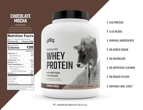 Levels Grass Fed 100% Whey Protein, No Hormones, Chocolate Mocha, 5LB Levels Nutrition Au supplements