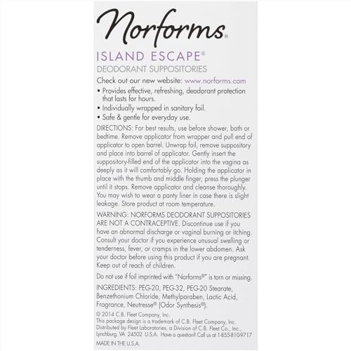 Norforms Feminine Deodorant Suppositories, Long Lasting Odor Control, Tropical Splash Scent Norforms Au supplements