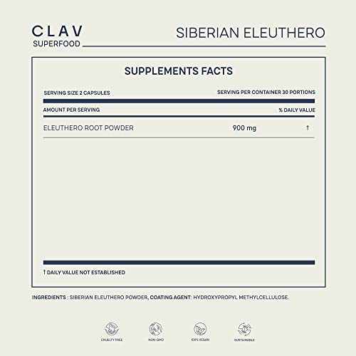 CLAV® Siberian Ginseng - 900mg Eleuthero Root Powder - Energy Supplement CLAV Au supplements