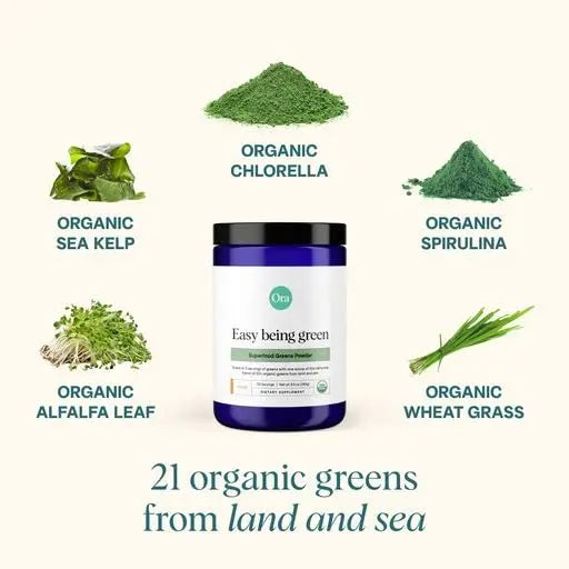 Ora Organic Greens Powder - Vegan, Gluten-Free, Organic Super Greens Drink for Energy and Detox | Antioxidants & Adaptogenic Herbs | 20+ Superfood Greens Blend - Citrus Flavor, 30 Servings Ora Organic Au supplements