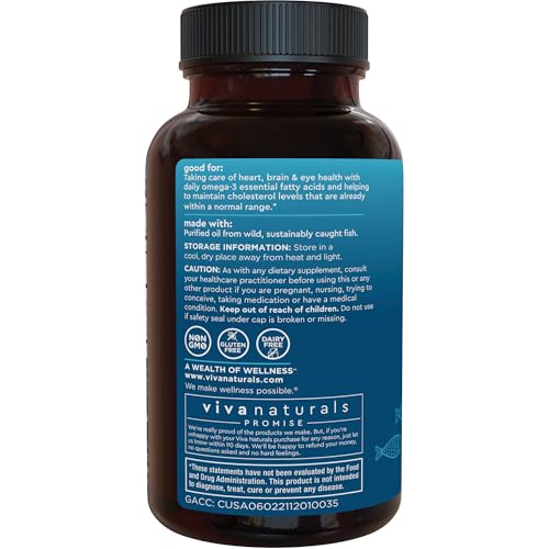 Triple Strength Fish Oil Omega 3 Supplements for Women and Men – 2500 mg High-Potency, Easy-to-Absorb Re-esterified Triglyceride Form, Pescatarian-Friendly DPA Omega 3 EPA DHA Supplement,180 Softgels Viva Naturals Au supplements