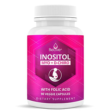 BeLive Myo-Inositol & D-Chiro Inositol Capsules - 90Ct I Inositol Supplement with Folic BeLive Au supplements