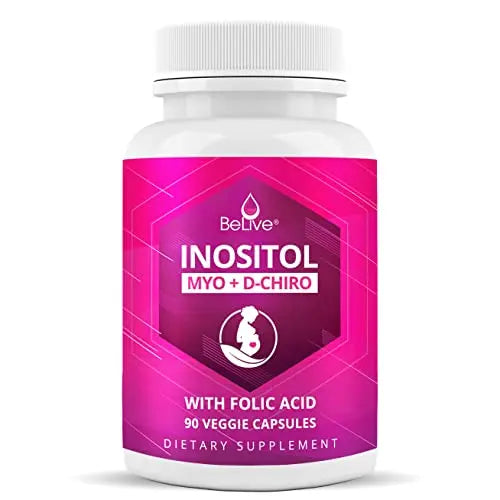 BeLive Myo-Inositol & D-Chiro Inositol Capsules - 90Ct I Inositol Supplement with Folic BeLiveAU supplements