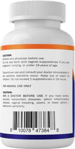 Vitamatic Boric Acid Vaginal Suppositories 600 mg USP Grade Boric Acid in Vegetarian Capsule Shell - 60 Count VitamaticAU supplements