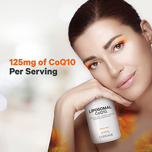 Codeage Liposomal CoQ10 Supplement - Vitamin E Isomers Tocopherols - 125mg Coenzy Codeage Au supplements