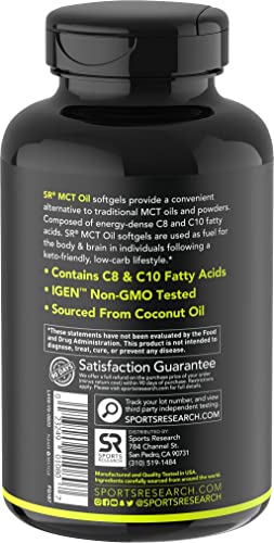 Sports Research Keto MCT Oil Capsules derived from Coconut Oil | Keto Fuel for The Brain Sports Research Au supplements