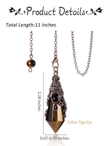 PESOENTH Crystal Pendulum Dowsing Divination Scrying Pendulum with Bronze Wrap Tiger Eye Healing PESOENTH Au supplements