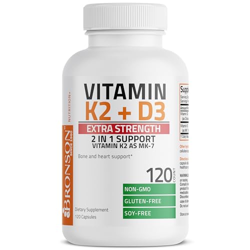 Bronson Vitamin K2 (MK7) with D3 Extra Strength Supplement Bone and Heart Health Non Bronson Au supplements