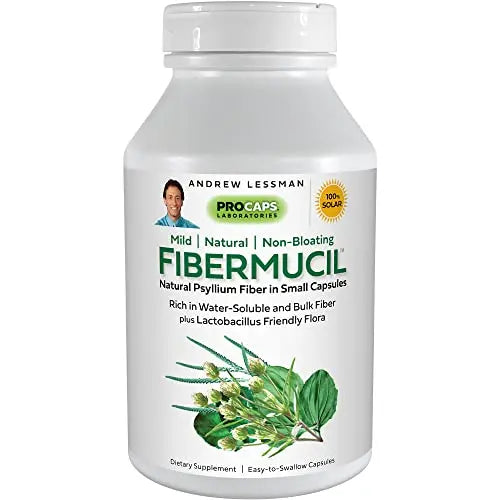 ANDREW LESSMAN Fibermucil 60 Capsules –Psyllium Husk Powder. Gently Promotes Regularity ANDREW LESSMANAU supplements