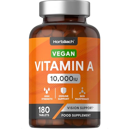Vitamin A Tablets 10000iu | 180 Count | High Strength Vitamin A as Retinol Acetate Horbäach Au supplements