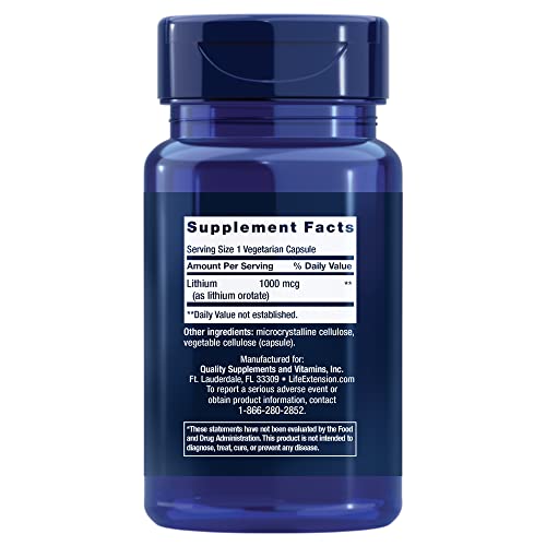 Life Extension Lithium 1000 mcg - for Brain Health, Anti-Aging & Longevity Life Extension Au supplements