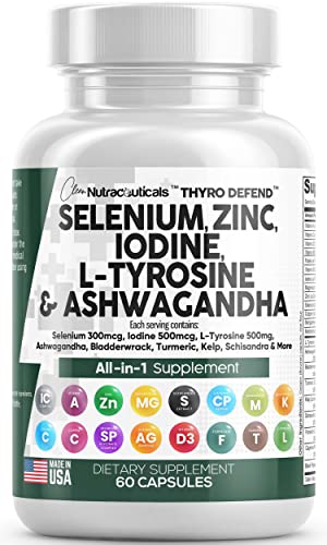 Selenium 300mcg Zinc 50mg Iodine 500mcg L Tyrosine 500mg Ashwagan Clean Nutraceuticals Au supplements