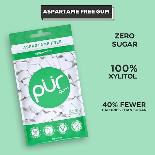 PUR Gum | Aspartame Free Chewing Gum | 100% Xylitol | Natural Spearmint Flavored Gum PUR Au supplements