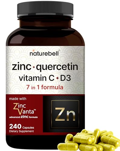 NatureBell Zinc Quercetin with Vitamin C & D3, 240 Capsules | Quercetin 1,000mg, 4 in 1 Zinc 50mg, Vitamin C 250mg, Vitamin D3 5,000 IU – ZincVanta Advanced Immune Defense & Lung Support NatureBell Au supplements