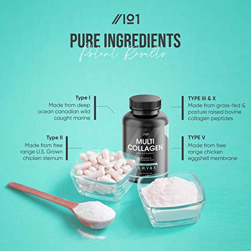 Multi Collagen Protein Capsules - Types I, II, III, V & X - Wild Caught Marine, Grass Fed Bovine, Eggshell & Free-Range Chicken Collagen Powder Revive Naturals Au supplements