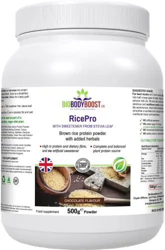 RicePro |Chocolate | Brown Rice Protein Powder with Added Herbals | Chicory Root Extract, BiobodyboostAU supplements