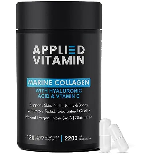 Applied vitamin Marine Collagen Capsules 2000mg-Enhance with Hyaluronic Acid, Zinc, Vitamin C & Biotin 120 Applied Vitamin uk supplements