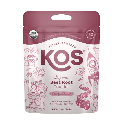 KOS Organic Beet Root Powder, USDA Certified - Natural Nitric Oxide Booster, Superfood KOS Au supplements