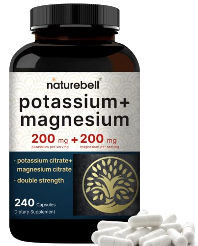 Potassium Magnesium Supplement – 200mg + | 240 Capsules Easily Absorbed Citrate NatureBellAU supplements