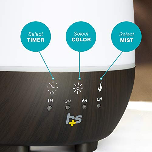 HealthSmart Essential Oil Diffuser, Cool Mist Humidifier and Aromatherapy Diffuser, FSA HSA Eligible with 500ML HealthSmart Au supplements