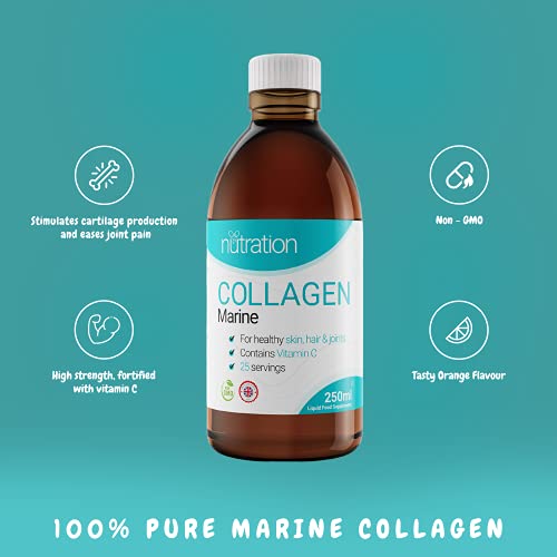 Marine Collagen Liquid | 25 x 10ml Servings | Liquid Collagen Drink for Women and Men | Pure Marine Collagen for Strong Bones & Joints Nutration Au supplements