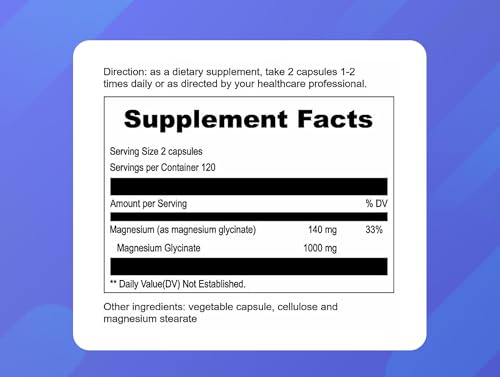 UpNourish Magnesium Glycinate Chelate 500mg Capsules - Highly Absorbable Chelated Magnesium - Pure Magnesium Supplement for Sleep & Calm Support, Nervous, Muscle & Bone Health UpNourish Au supplements