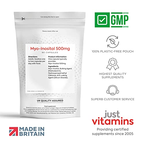 Myo-Inositol Capsules - 500mg x90 Capsules - Pure Premium Quality Myo Inositol Vitamin Just Vitamins Au supplements