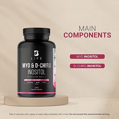 Myo-Inositol & D-Chiro Inositol by B Life - 240 Capsules | Made in USA | 40:1 Ratio B Life Company Au supplements