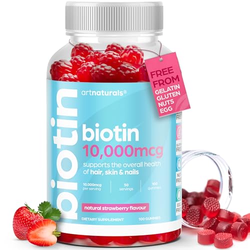 Artnaturals Biotin Gummies for Hair Growth - (100 Gummies - 10000mcg) - Natural Strawberry ArtnaturalsAU supplements