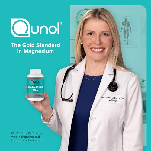 Qunol Magnesium Capsules 420mg, 100% DV, High Absorption Magnesium Supplement, Extra Strength, Bone and Muscle Health Supplement, 180 Count Qunol Au supplements