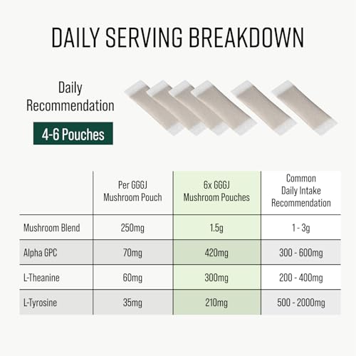 Adaptogen Mushroom Nootropic Pouches (4 Pack Bundle) - 250mg Mushroom Blend + 165mg Energy Blend, Nicotine Free & Caffeine Free, Ultra Pouch with Lion's Mane, Cordyceps, Reishi, Alpha-GPC, L-Theanine GGGJ Au supplements