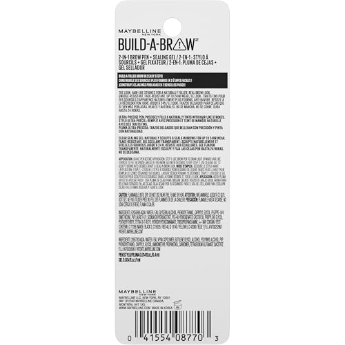 Maybelline Build-A-Brow 2-in-1 Brow Pen and Sealing Eyebrow Gel, Eyebrow Makeup for Real-Looking, Fuller Brows, Black Brown, 1 Count MAYBELLINE Au supplements