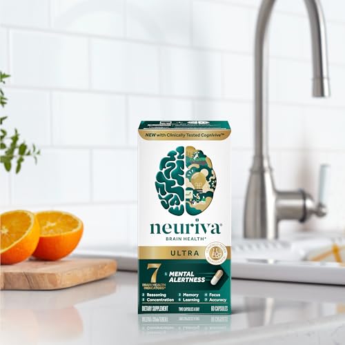 NEURIVA Ultra Decaffeinated Clinically Tested Nootropic Brain Supplement for Mental Alertness, Memory, Focus & Concentration, Cognivive, Neurofactor, Phosphatidylserine, Vitamins B6 B12, 60 Capsules NEURIVA Au supplements