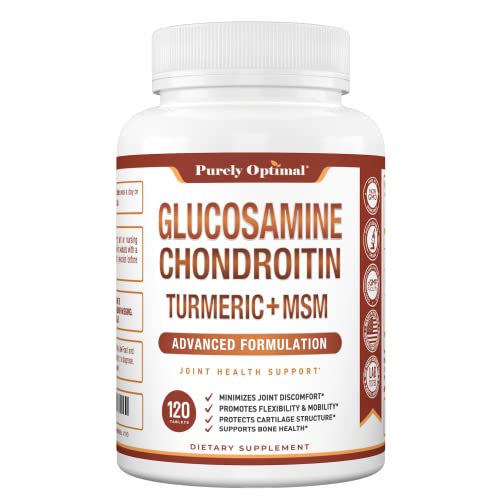 Purely Optimal Premium Glucosamine Chondroitin MSM Supplement Tablets w/Turmeric Purely Optimal Au supplements